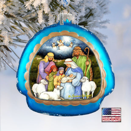 Holy Night Glass Ornament by Susan Winget - Nativity Holiday Decor - 756-205-SW-1