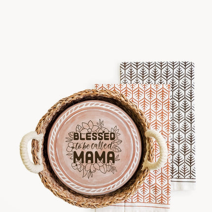 Bread Warmer & Basket Gift Set with Tea Towel - Mom Round-7