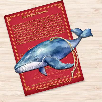 Blue Humpback Whale Wooden Ornaments by G.Debrekht - Wildlife Holiday Decor - 8710103-1-2