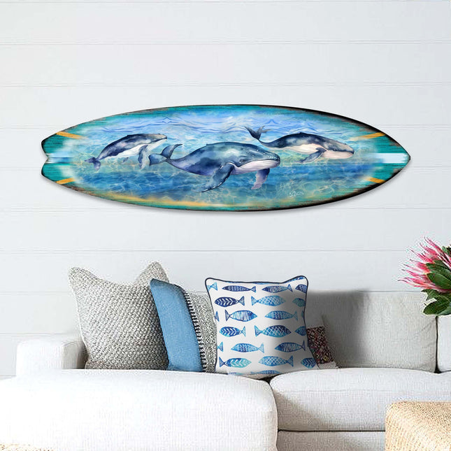 Whale's Harmony Surfboard Coastal Wall Art by G. DeBrekht - Coastal Holiday Decor - 8490114HS-0