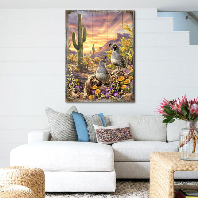 Quail Vista Art Wooden Wall Art by D. Gelsinger - Nature Wildlife Decor - 95654B-1623-0