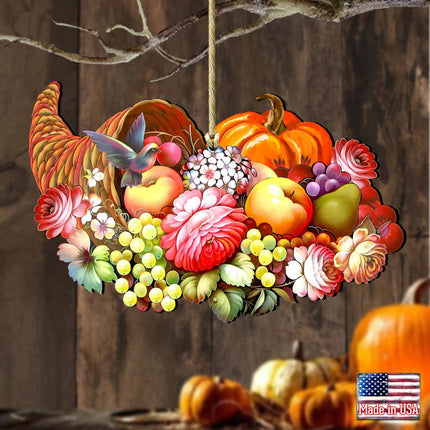 Cornucopia Wooden Ornaments Fall by G. DeBrekht - Thanksgiving Halloween Decor - 8158907-1