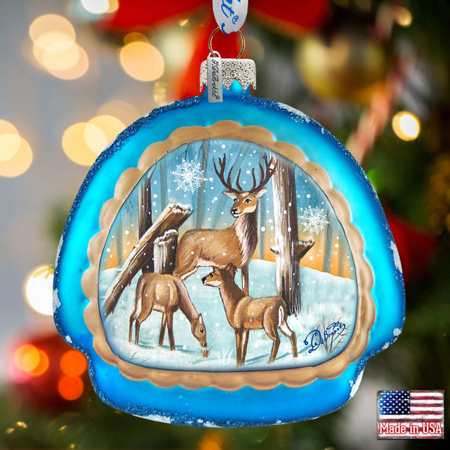 Deer Love Glass Ornament by G. DeBrekht - Wildlife Holiday Decor - 756-011-0