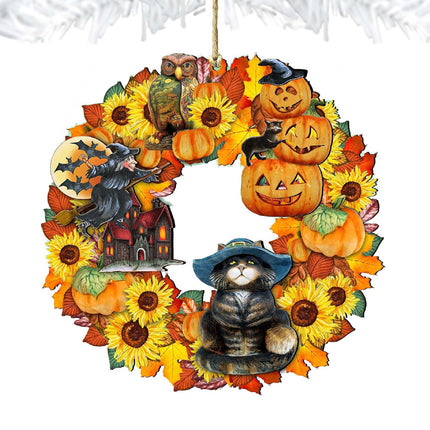 Halloween Wreath Wooden Ornaments by G. DeBrekht - Thanksgiving Halloween Decor - 8185317-3