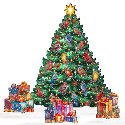 Christmas Birds-Themed Christmas Tree Outdoor Indoor Decor Wooden Christmas Decoration by G. Debrekht Christmas Decor - 8191511F-4