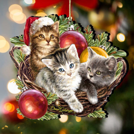 Christmas Kittens Wooden Ornaments by Gelsinger - Christmas Decor - 8161027-1-1607-3