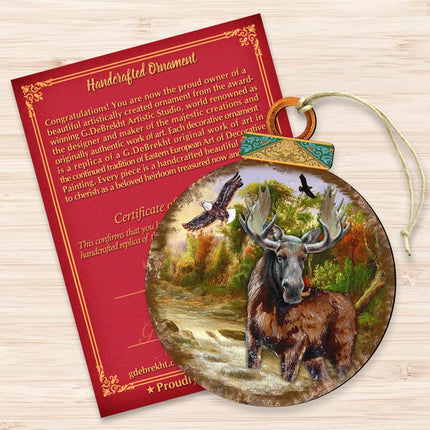 Woodsy Moose Ball Wooden Ornaments by G. DeBrekht - Wildlife Holiday Decor - 8025215-3