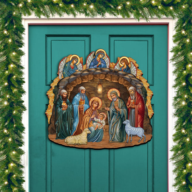 Orthodox Nativity Scene Holiday Door Decor by G. Debrekht - Nativity Holiday Decor - 8652762H-0