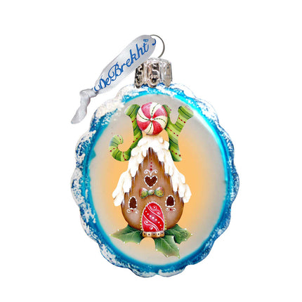Joy Gingerbread House Mercury Glass Ornament by Jamie Mills-Price - Christmas Santa Snowman Decor - 778211-7507-4