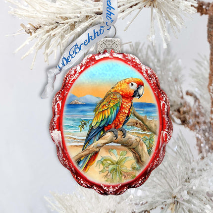 Coastal Christmas Decor - Parrot Keepsake Glass Ornaments by G. Debrekht - Coastal Holiday Decor - 777393-3