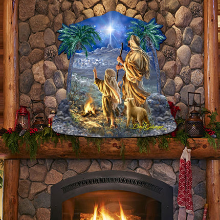 Shepherds Keeping Watching Nativity Door Decor by D. Gelsinger - Nativity Holiday Decor - 8161025H-1838-2