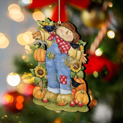 Fall Decoration Harvest Scarecrow - Scarecrow Ornament Handmade Gift for Autumn Adornment - Wooden Ornament by Susan Winget 8471211-SW-2