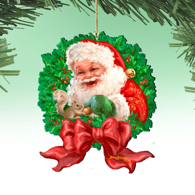 Wreath Santa Bow Wooden Ornaments by Gelsinger - Christmas Decor - 8161014-1309-0