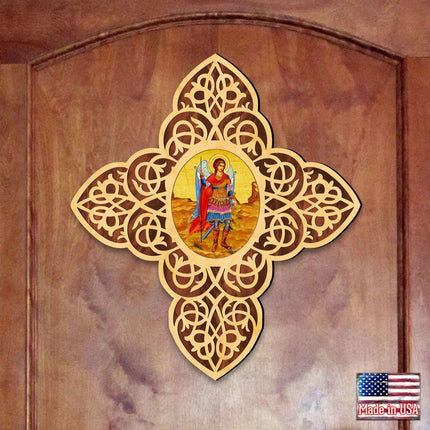 St. Michael the Archangel Filigree Wooden Cross by Museum Icons - Inspirational Icon Decor - 88422-1