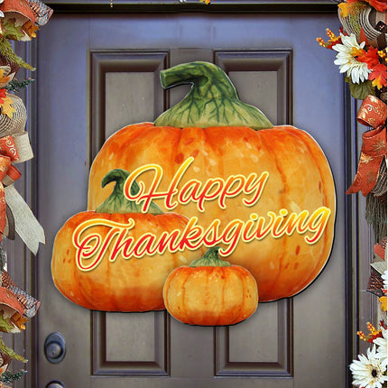Happy Thanksgiving Pumpkins Halloween Door Decor by G. DeBrekht - Thanksgiving Halloween Decor - 8158414-2GH-3