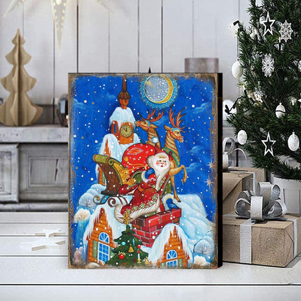 Special Delivery Santa Wooden Wall Art by G. DeBrekht - Christmas Santa Snowman Decor - 81215822B-2