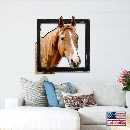 Brown Horse Head in Frame Wall Decor by G. DeBrekht - Nature Wildlife Decor  - G98160-1