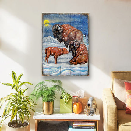 Buffalos Art Wooden Wall Art by Nature Wonders - Nature Wildlife Decor  - 95217B-2