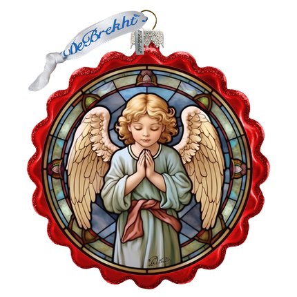 Little Angel Wreath Glass Ornament by G. Debrekht - Nativity Holiday Décor - 759-055-4