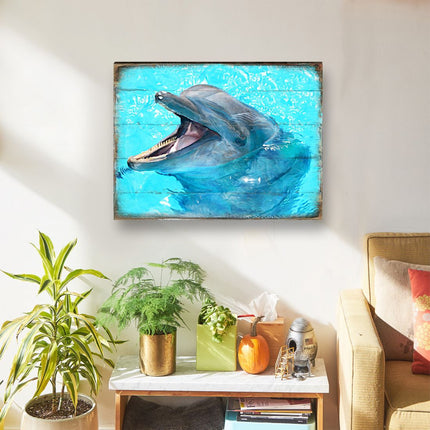 Sowers Dolphin Wood Wooden Coastal Wall Art by Nature Wonders - Coastal Sea-Life Decor - 95267B-2
