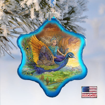 Peacock Princess Glass Ornament by Josephine Wall - Christmas Decor - 754-402-JW-1