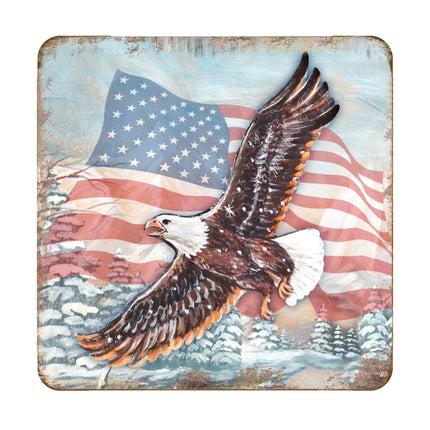 American Eagle Wooden Cork Coasters Gift Set of 4 by Nature Wonders - American Patriotic Decor - 95221C-S4-3