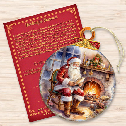Santa at the Fireplace Wooden Ornaments by G. Debrekht Christmas Santa Snowman Decor - 8611089-4