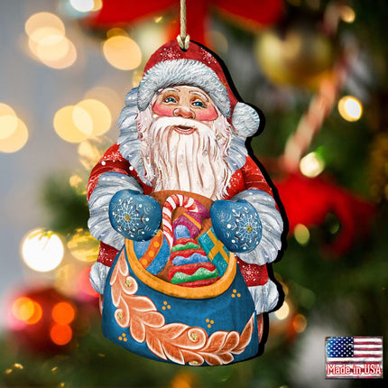 Birdie Santa Christmas Wooden Ornaments by G. DeBrekht - Christmas Santa Snowman Decor - 8117902-2