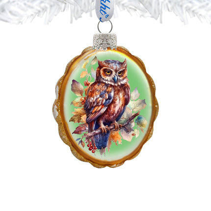 Brown Owl Mercury Glass Ornaments by G. Debrekht - Wildlife Holiday Decor - 776001-2