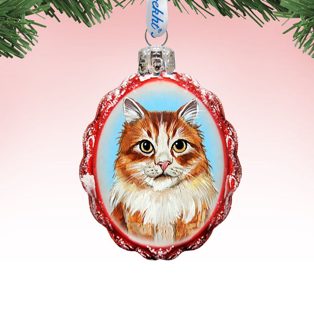 Red Tab with Curios Glance Mercury Glass Ornament by G. DeBrekht - Pets Dog and Cats Decor - 774012-0
