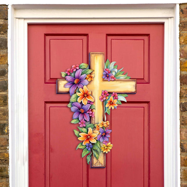Garden Serenity Cross Holiday Door Decor by G. Debrekht - Easter Spring Decor - 8688168H-0