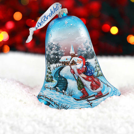 Sledging Santa Ball Glass Ornament by G. DeBrekht - 73442-2