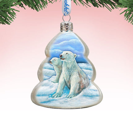 Polar Bears Family Mercury Glass Ornament by G. DeBrekht - Wildlife Holiday Decor - 771045-0
