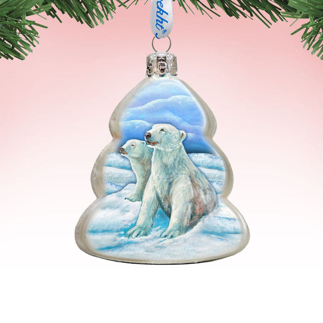 Polar Bears Family Mercury Glass Ornament by G. DeBrekht - Wildlife Holiday Decor - 771045-0