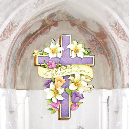 Easter Cross- He is Risen Outdoor Scene by Susan Winget - Easter Spring Decor - 8471303F-SW-1