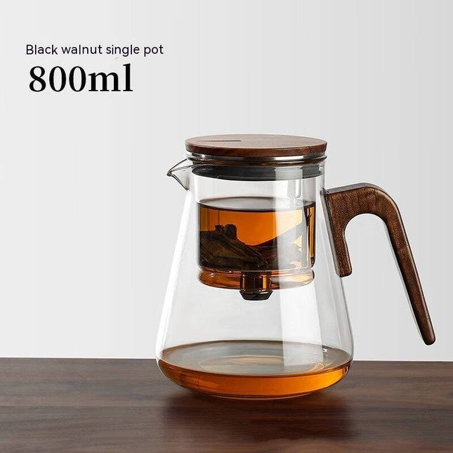 One-Click Filtering Walnut Full Glass Liner Teapot | Elegant Brewing Solution-4