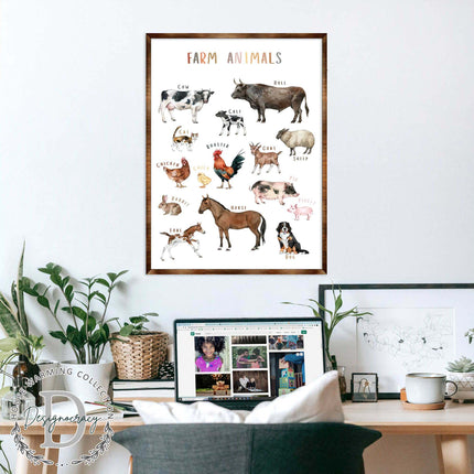Farm Animals - Wooden Kids Room Decor - First day of school gift - ABC 123 Kids - Montessori Homeschool wooden poster I Educational Poster - Classroom Decor - 310215-3