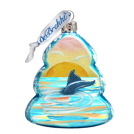 Whale Tail Mercury Glass Ornament by G. DeBrekht - Coastal Holiday Decor - 776276-4