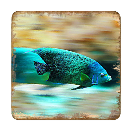 Green Tropical Fish Coastal Wood Coasters Set of 4 by Nature Wonders - 95264C-S4-2