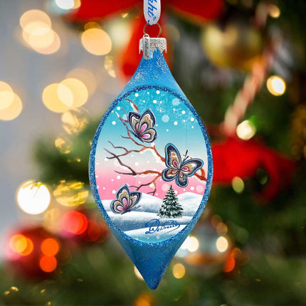 Butterfly Drop Glass Ornament by G. DeBrekht - Wildlife Holiday Decor - 74172-2