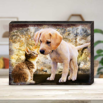 Allene Dog & Cat Art Wooden Wall Art by Nature Wonders - Pets Dog and Cats Decor - 95340B-0
