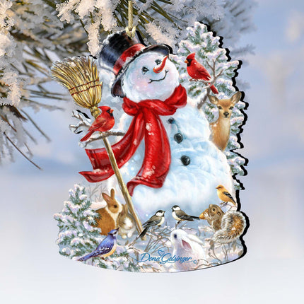 Old Worlds Snowman  Wooden Ornaments by Gelsinger - Christmas Santa Snowman Decor - 8161026-1624-0