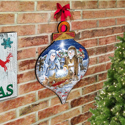 Snow Family Nativity Door Decor by D. Gelsinger - Christmas Santa Snowman Decor - 8031153H-DG-1