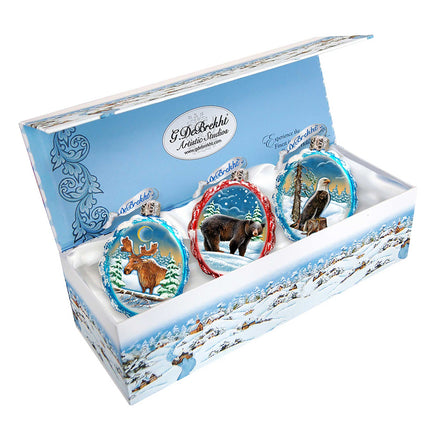 Wildlife Mercury Glass Ornaments Set of 3 by G. DeBrekht - Wildlife Holiday Decor - 770109S3-4