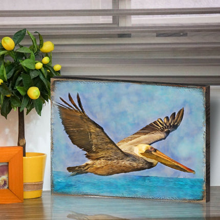 Flying Pelican Wooden Coastal Wall Art by Nature Wonders - Coastal Sea-Life Decor - 95387B-3