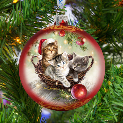 Christmas Kittens Glass Ornament by D. Gelsinger - Christmas Décor - 71101-1607-1