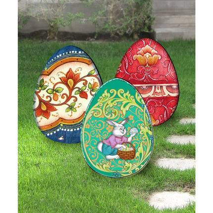 Easter Eggs Outdoor Garden Decor Set of 3 by G. DeBrekht - Easter Spring Decor - 8198712-4M-S3-1