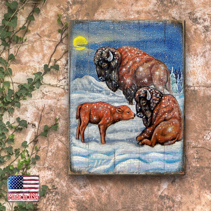 Buffalos Art Wooden Wall Art by Nature Wonders - Nature Wildlife Decor  - 95217B-1