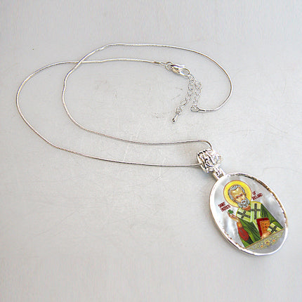 Pearl Saint Patrick Silver Plated Mother of Pearl Necklace Jewelry - 43060-2