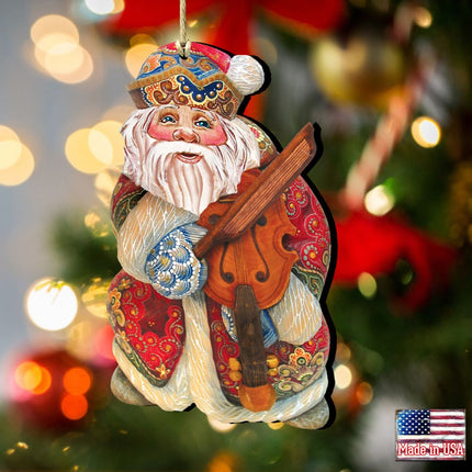 Musician Santa Wooden Ornaments by G. DeBrekht - Christmas Santa Snowman Decor - 8116213-2